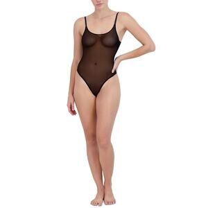Steve Madden Women's Sheer Mesh Thong Bodysuit SM11841 Black NWT Size Small